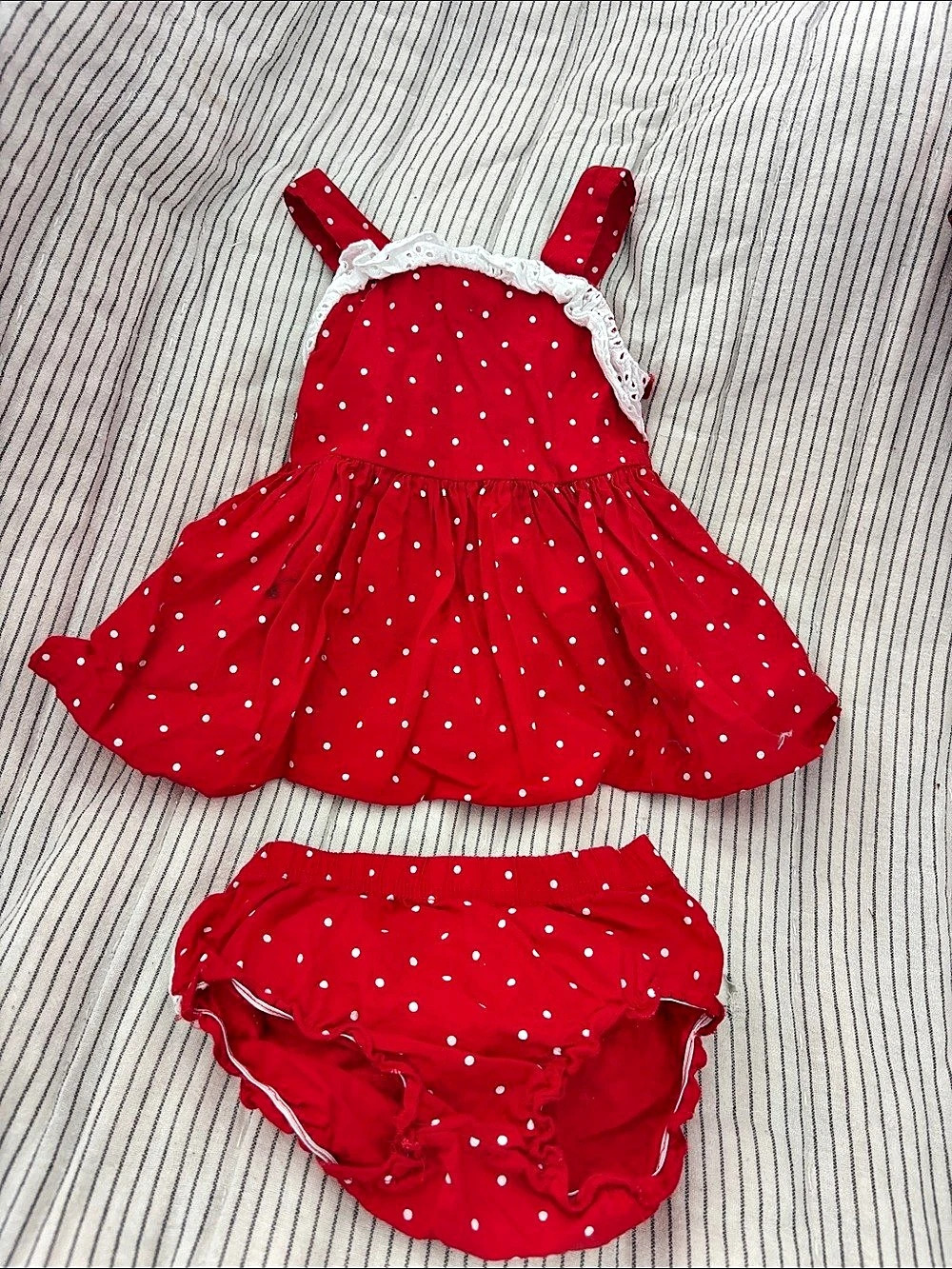 Crown & Ivy Baby Girls Red Polka Dot Dress Set Like New